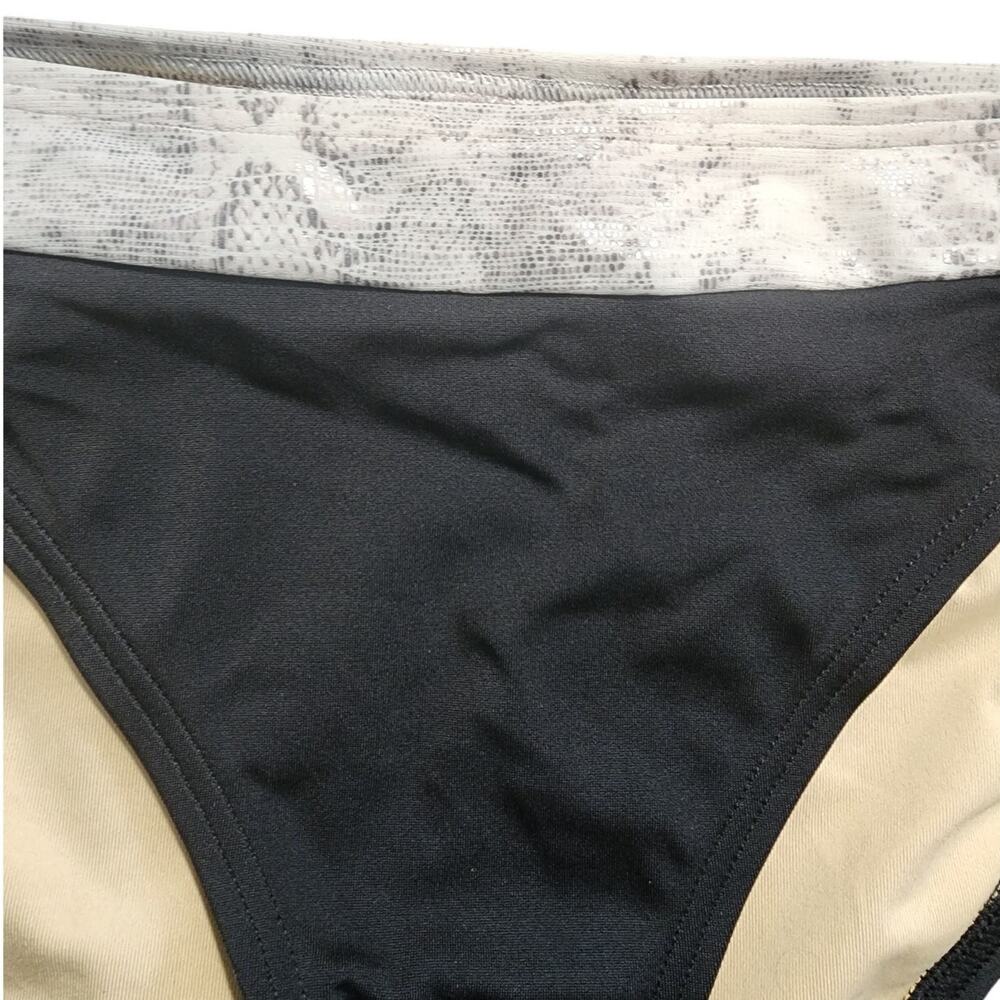 Victoria's Secret Black Snake Skin Waist Band Bikini Bottoms Size Medium - Picture 2 of 7